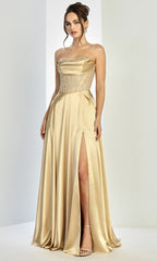 Adora Design 3254 - Strapless Sleek A-Line Gown with Pockets