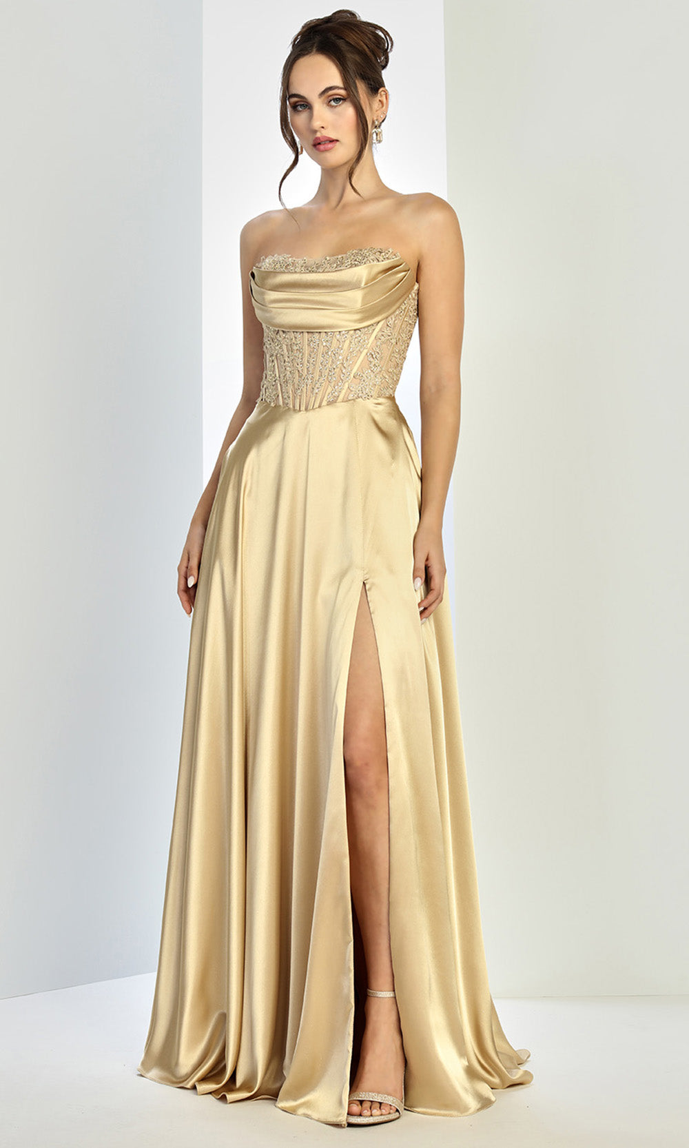 Adora Design 3254 - Strapless Sleek A-Line Gown with Pockets