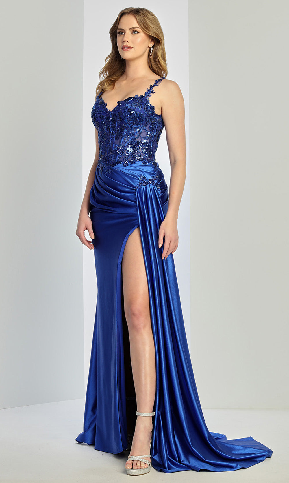 Adora Design 3257 - Sleeveless Applique Sheath Gown with Cutout Back