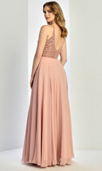 Adora Design 3259 - Shimmer V-Neckline A-Line Prom Gown