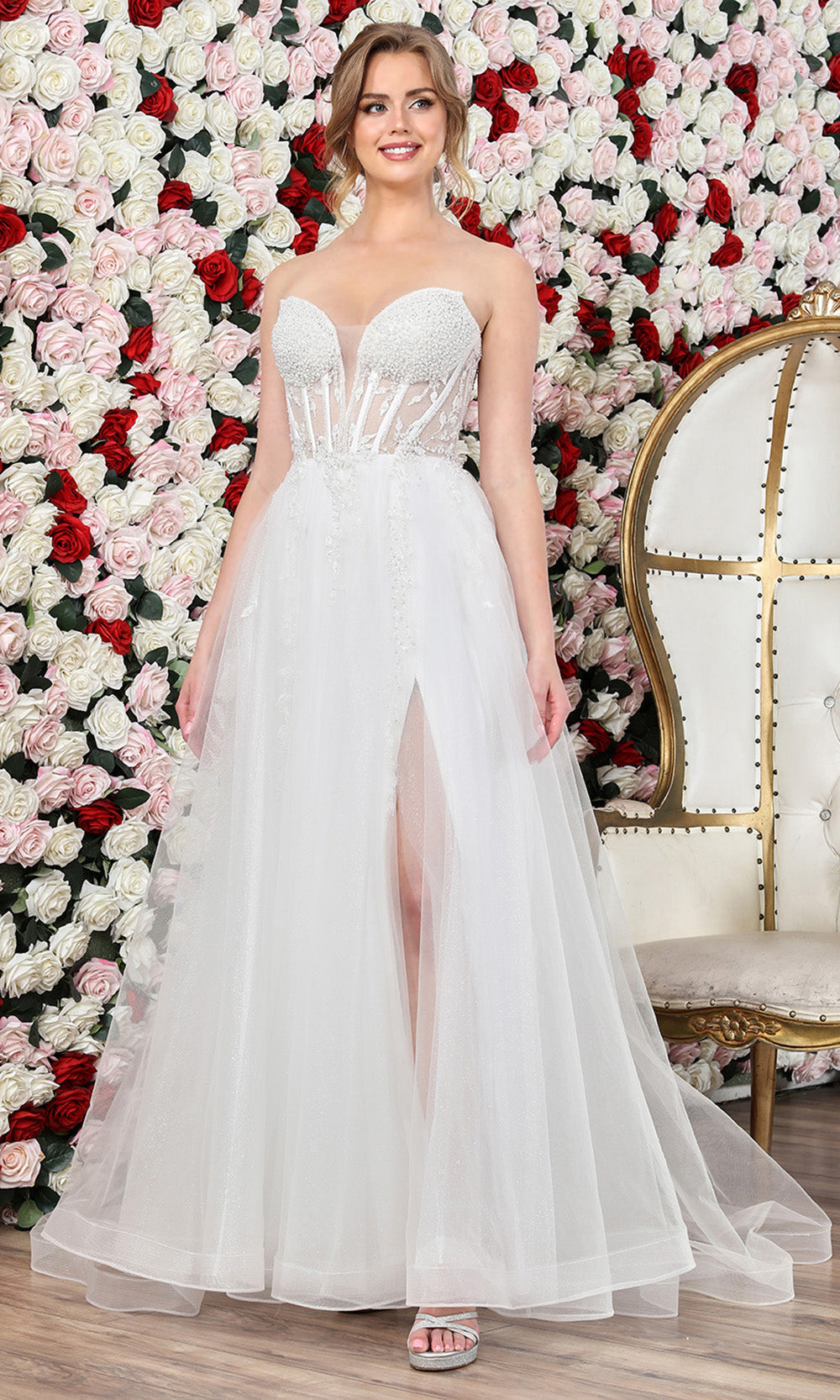 Adora Design 3262-01 - Sweetheart Illusion Corset Bridal Gown with Slit