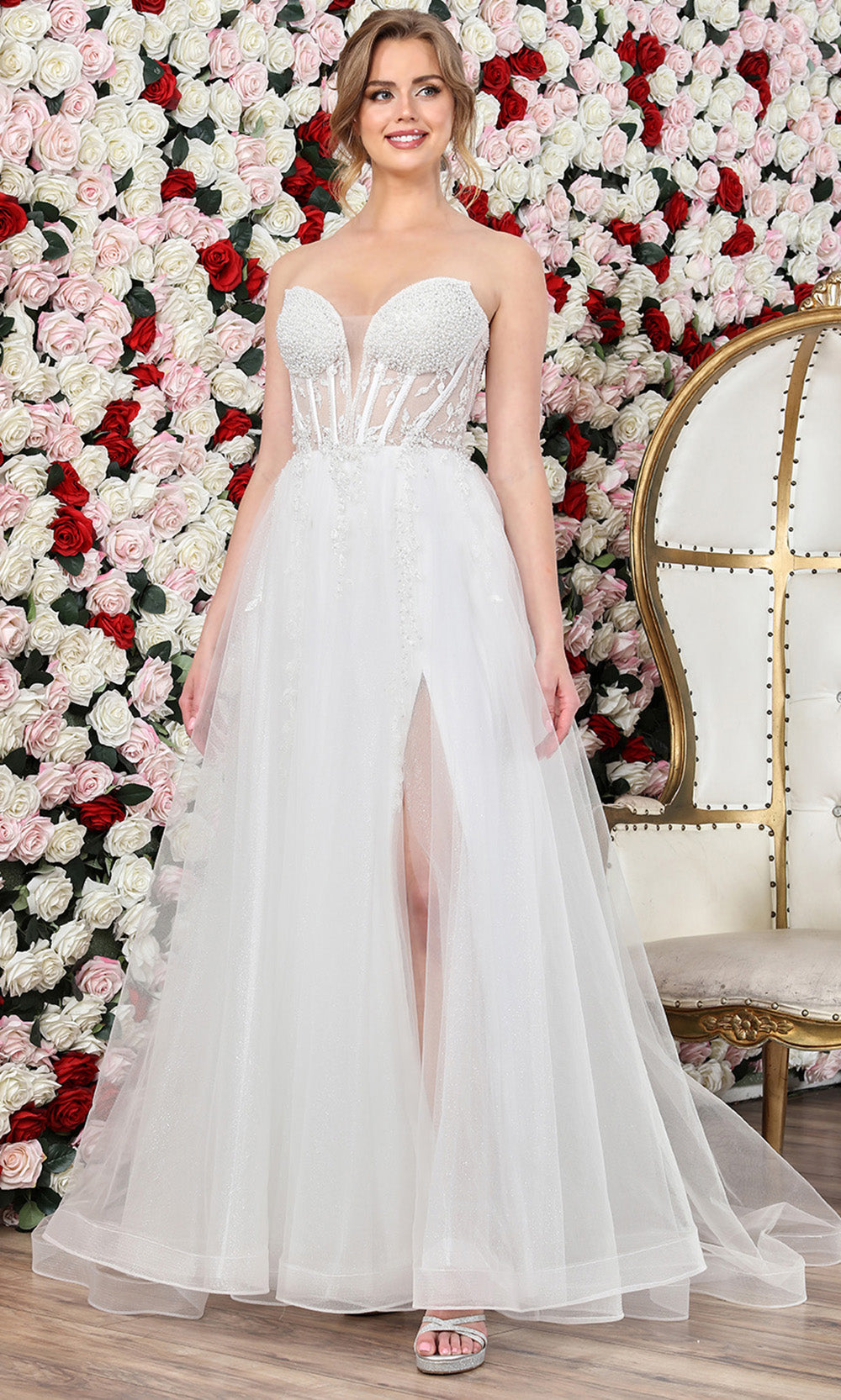 Adora Design 3262-01 - Sweetheart Illusion Corset Bridal Gown with Slit