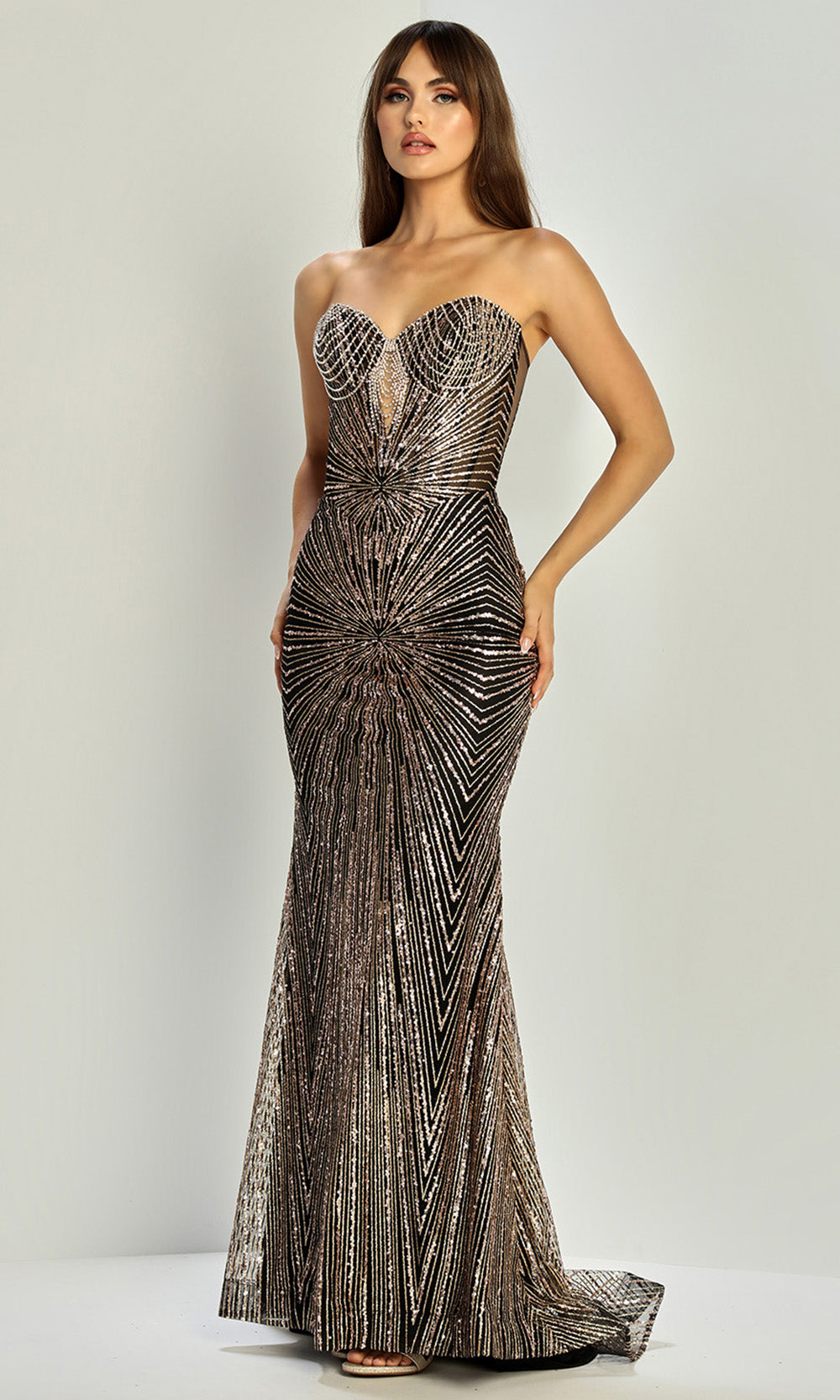 Adora Design 3263 - Strapless Lace-Up Evening Gown