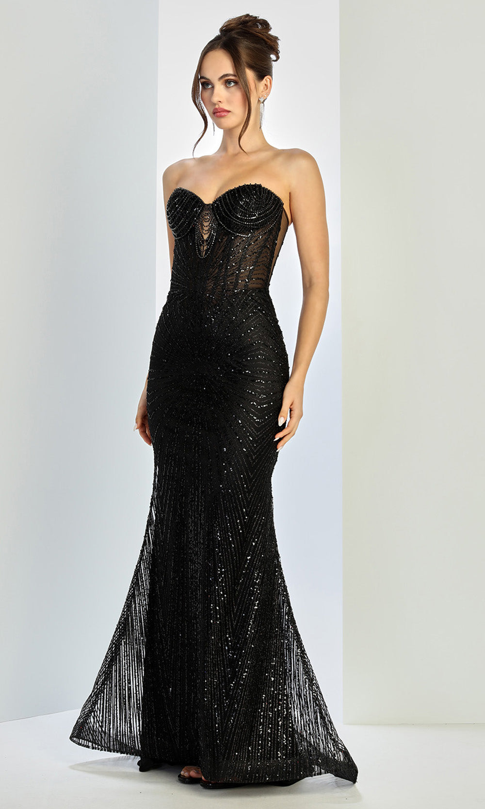 Adora Design 3263 - Strapless Lace-Up Evening Gown
