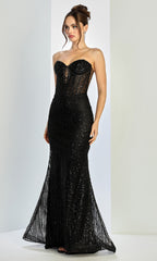 Adora Design 3263 - Strapless Lace-Up Evening Gown