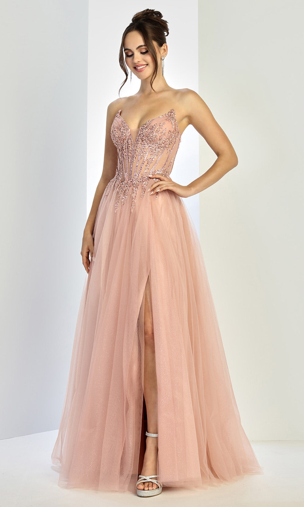 Adora Design 3269 - Strapless Embellished Corset A-Line Gown