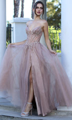 Adora Design 3269 - Strapless Embellished Corset A-Line Gown