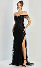 Adora Design 3270 - Stone Embellished Sweetheart Slit Gown