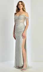 Adora Design 3270 - Stone Embellished Sweetheart Slit Gown