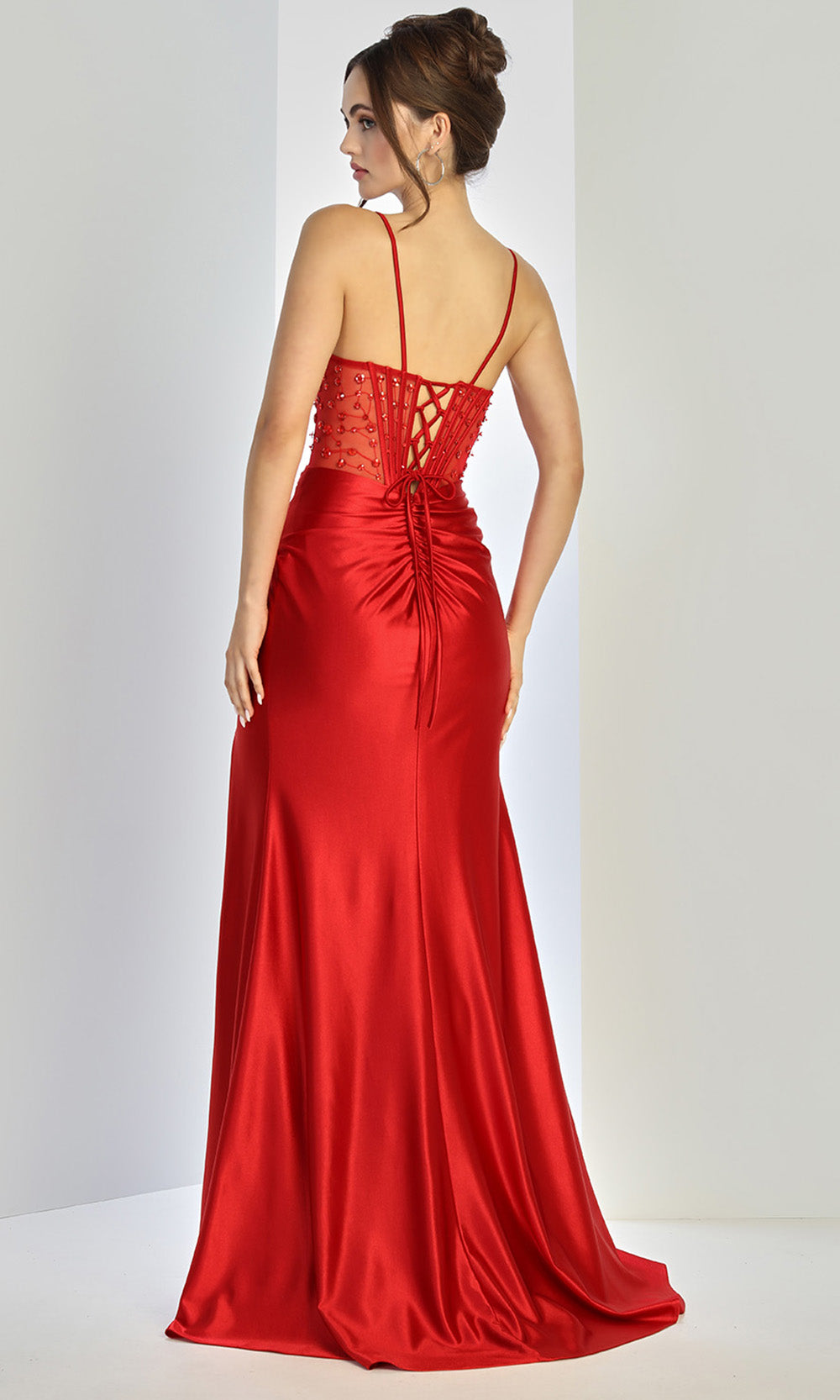 Adora Design 3273 - Spaghetti Strap Beaded Accent Fitted Gown