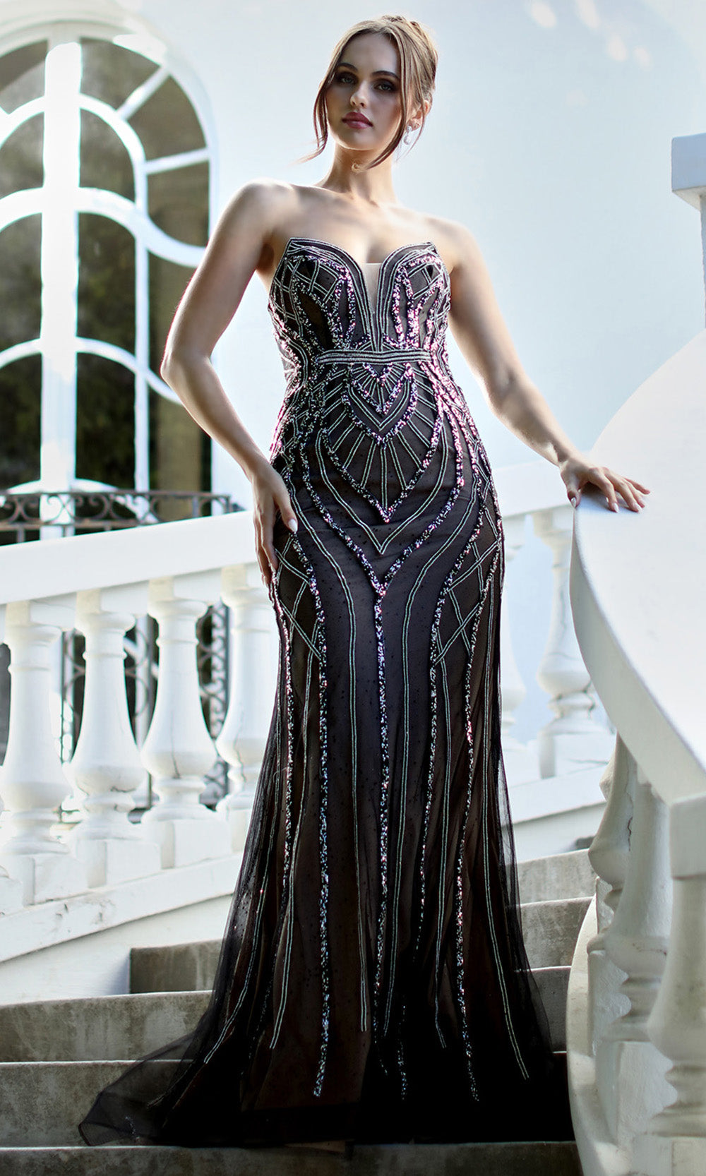 Adora Design 3276 - Fully Embellished Strapless Sheath Gown