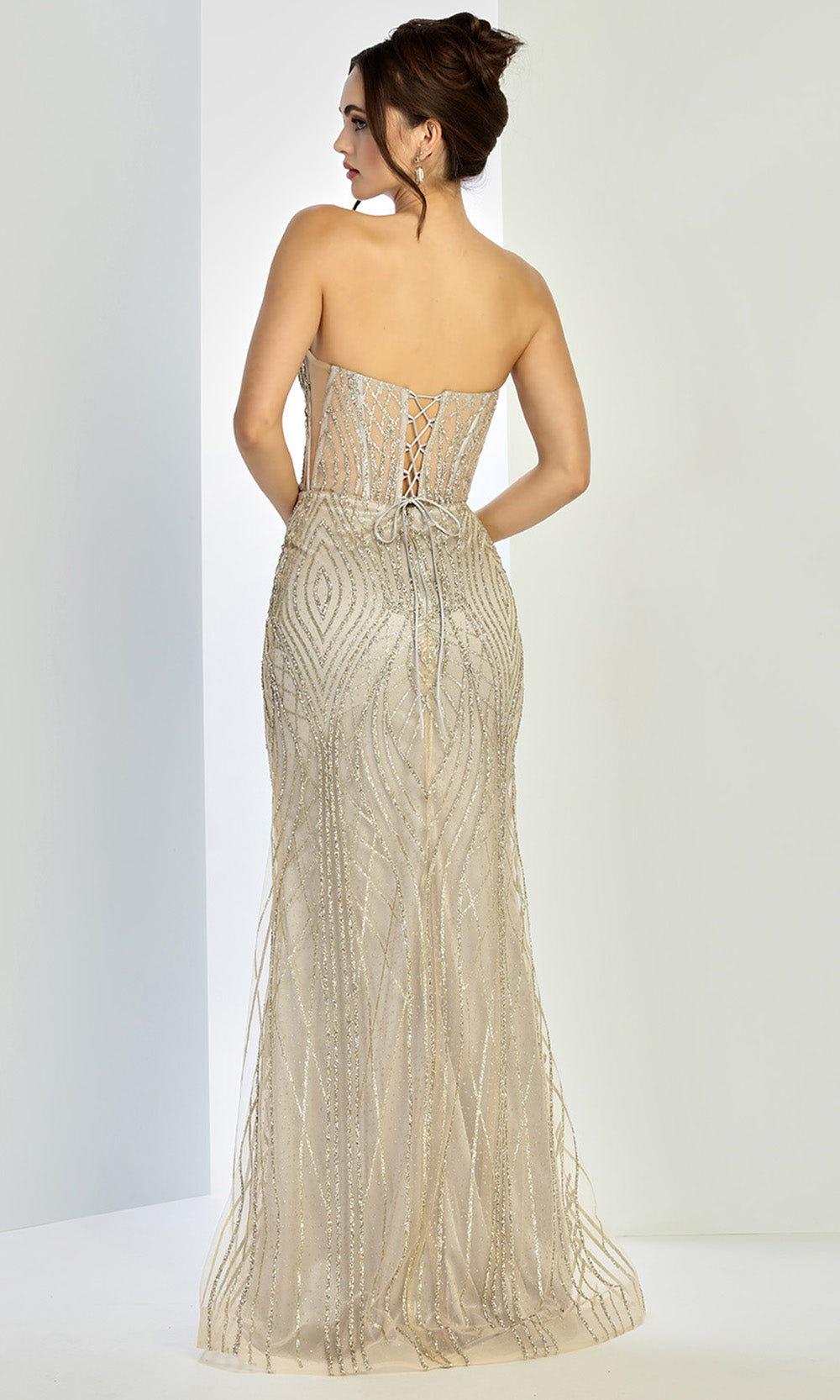 Adora Design 3277 - Strapless Fitted Lace-Up Evening Gown