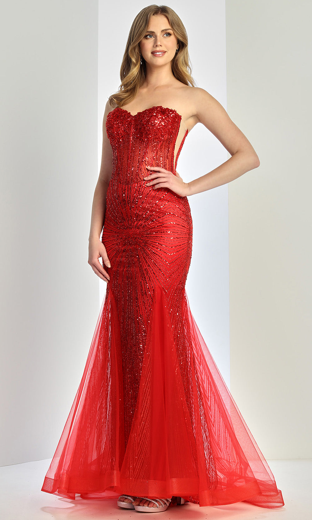 Adora Design 3278 - Fully Embellished Strapless Long Gown