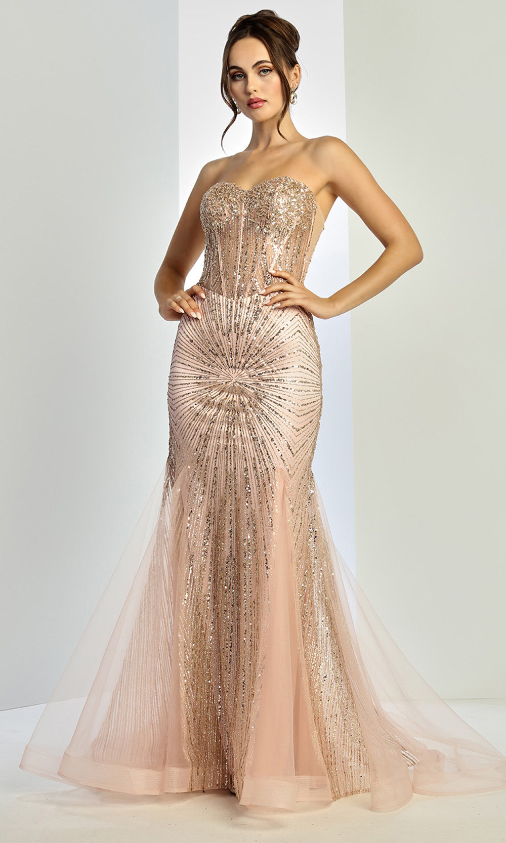Adora Design 3278 - Fully Embellished Strapless Long Gown