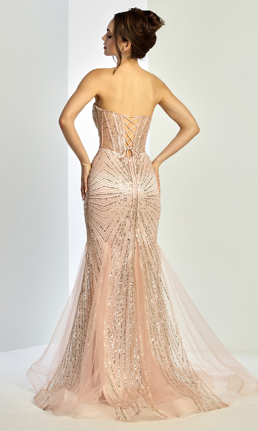 Adora Design 3278 - Fully Embellished Strapless Long Gown