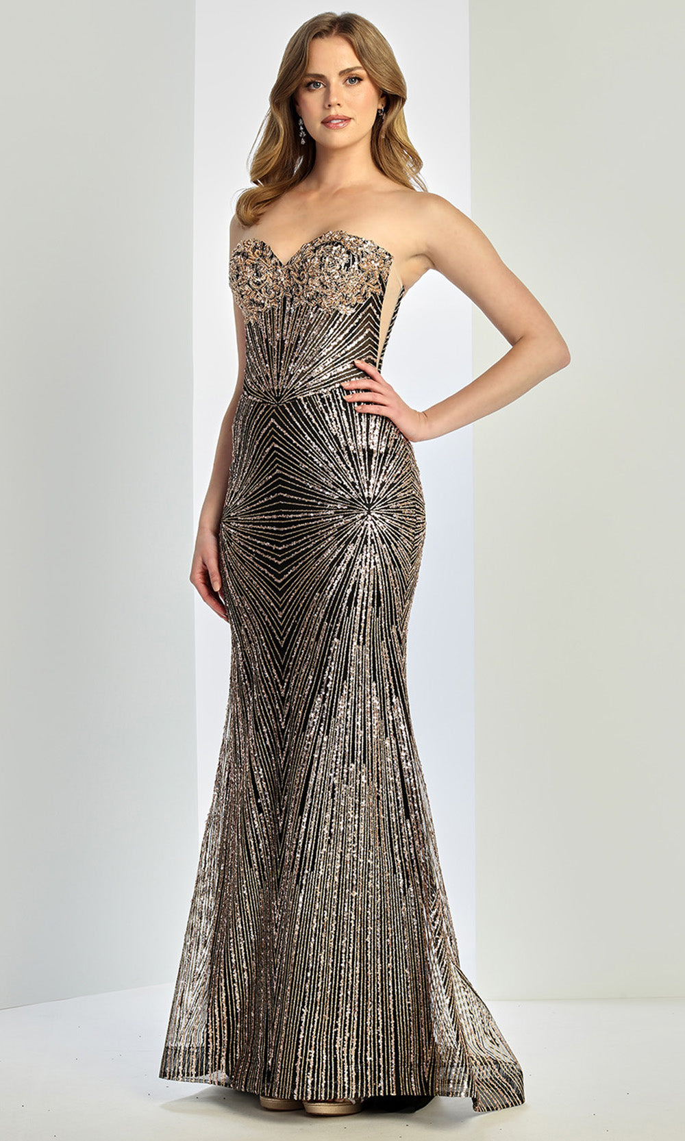 Adora Design 3279 - Illusion Corset Sparkle Sheath Gown