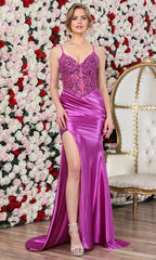 Adora Design 3280 - Embellished Corset Basque Long Gown