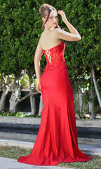 Adora Design 3286 - Strapless Bodice Applique Sheath Gown