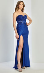 Adora Design 3286 - Strapless Bodice Applique Sheath Gown