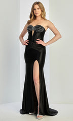 Adora Design 3287 - Pleated Waist High Slit Evening Gown
