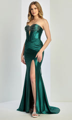 Adora Design 3287 - Pleated Waist High Slit Evening Gown