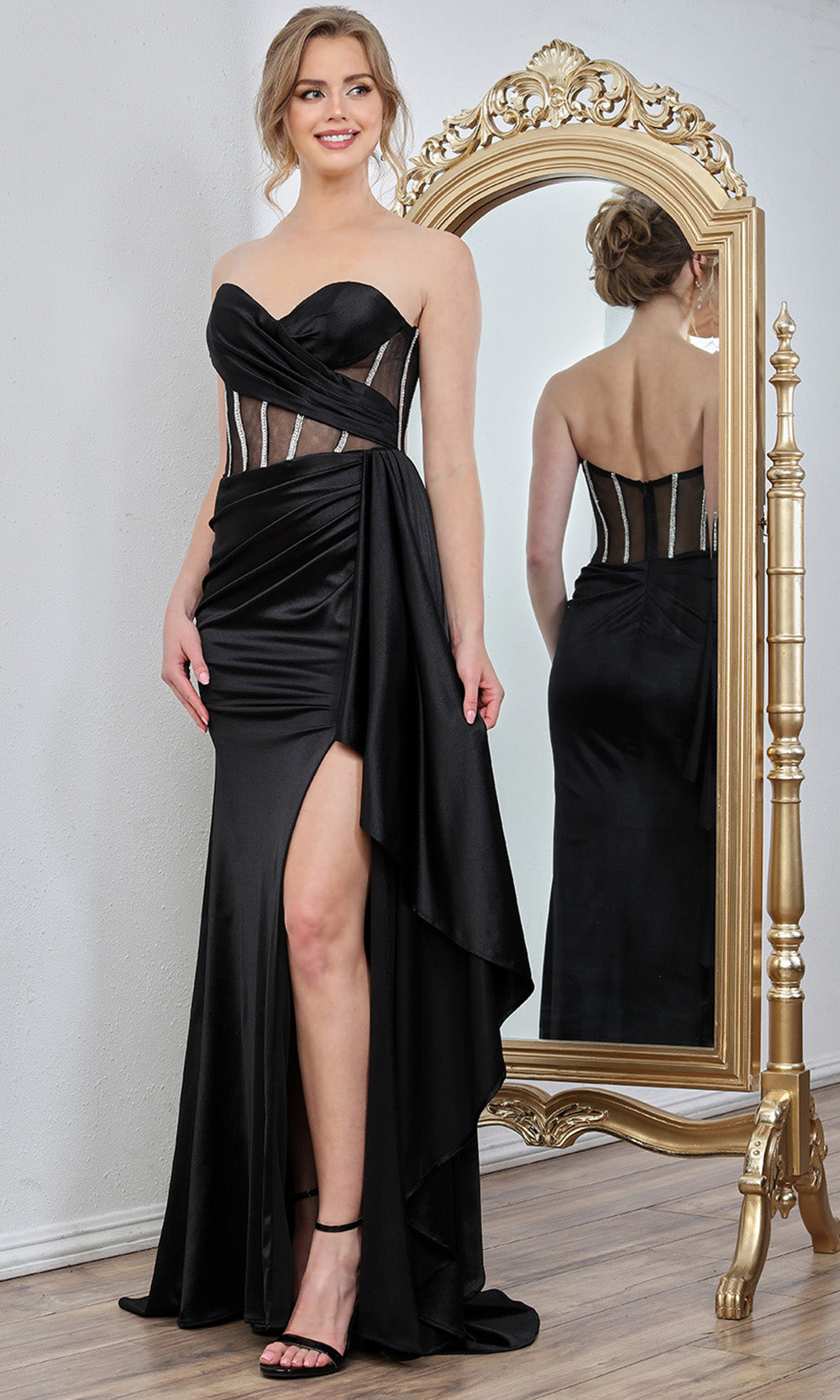 Adora Design 3290 - Crystal Accent Illusion Corset Strapless Gown