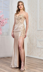 Adora Design 3292 - Cutout Back Beaded Lace Evening Gown
