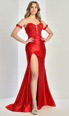 Adora Design 3293 - Plunging Sweetheart Floral Accent Corset Gown