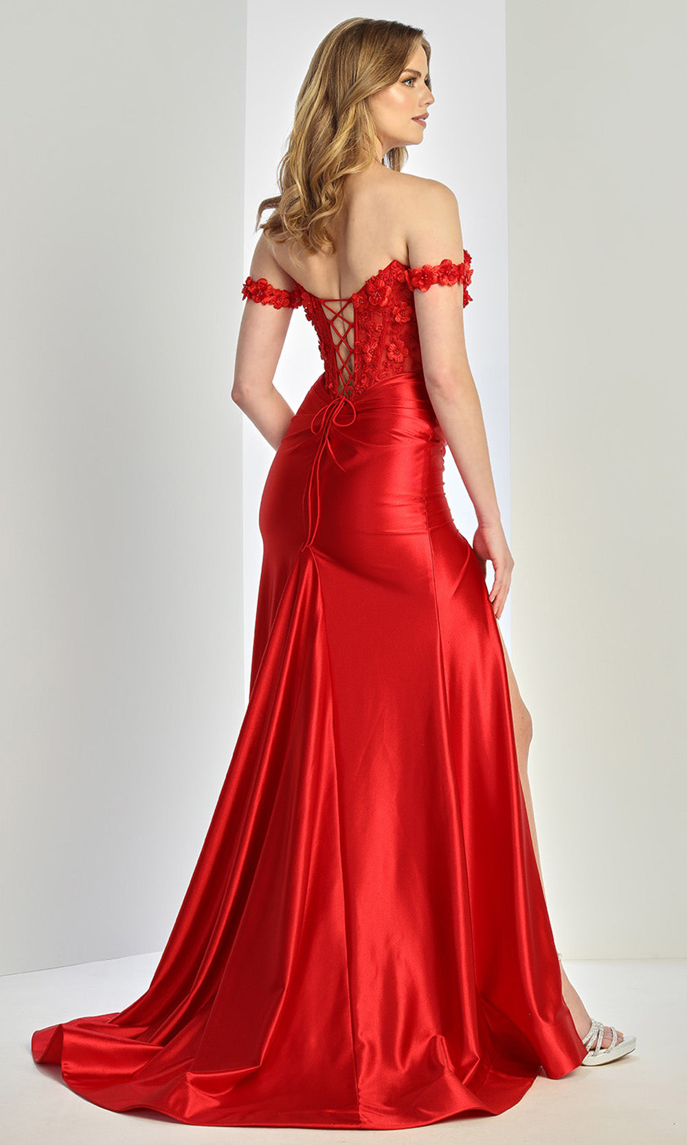 Adora Design 3293 - Plunging Sweetheart Floral Accent Corset Gown