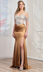Adora Design 3297 - Crystal Embellished Front Slit Sheath Gown