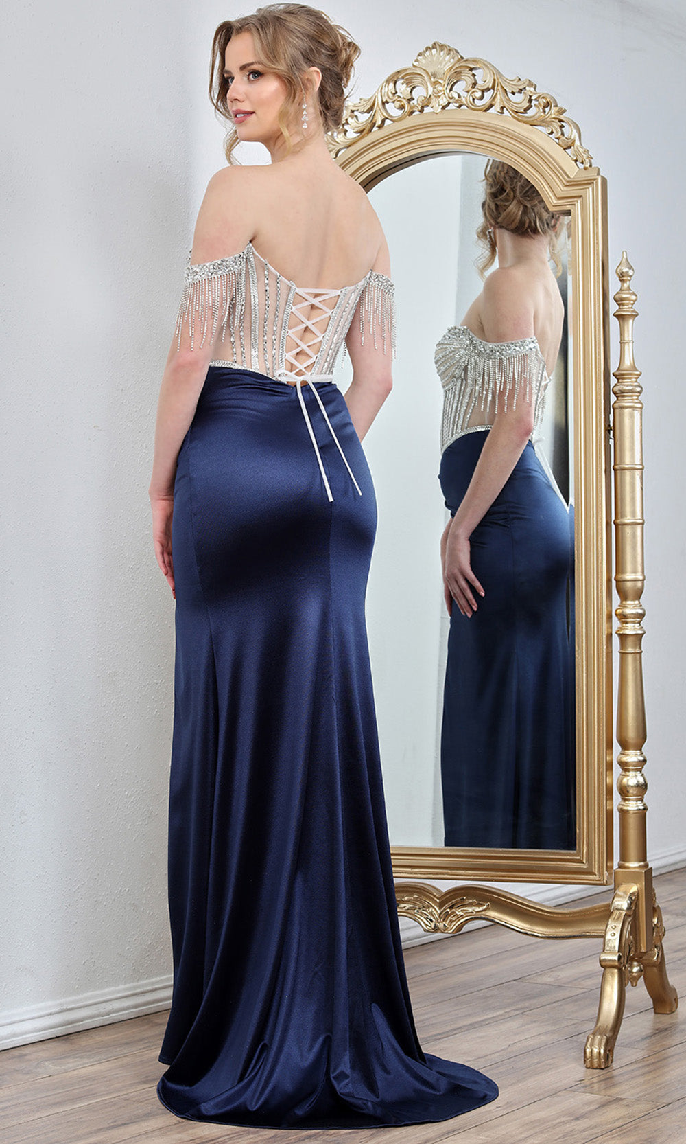 Adora Design 3297 - Crystal Embellished Front Slit Sheath Gown