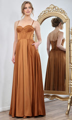 Adora Design 3301 - Spaghetti Strap Corset Long Gown with Pockets