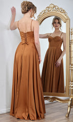 Adora Design 3301 - Spaghetti Strap Corset Long Gown with Pockets
