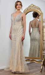 Adora Design 3305 - Sleeveless Crystal Embellished Sheath Gown