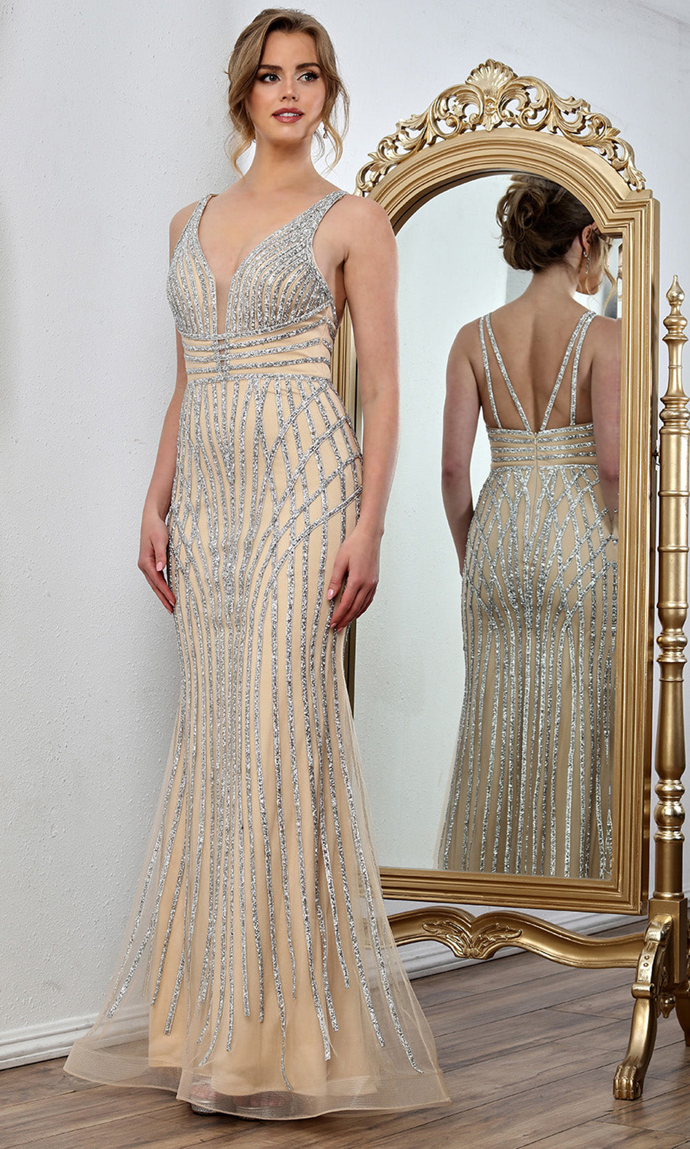 Adora Design 3305 - Sleeveless Crystal Embellished Sheath Gown