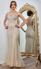Adora Design 3305 - Sleeveless Crystal Embellished Sheath Gown