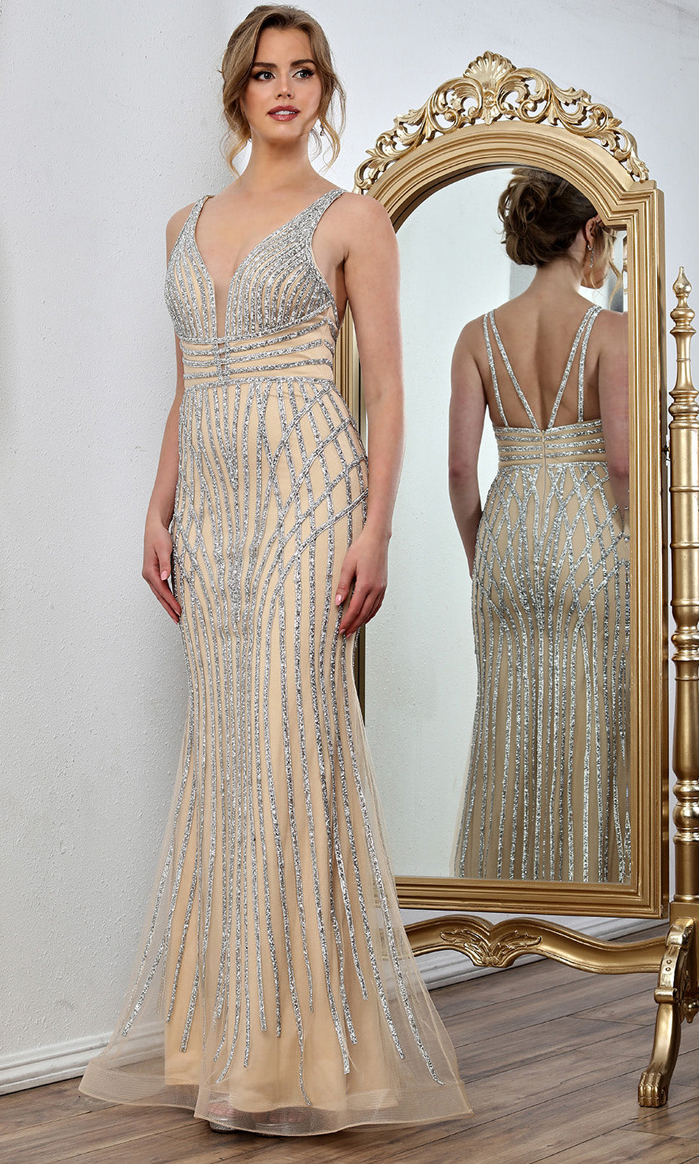 Adora Design 3305 - Sleeveless Crystal Embellished Sheath Gown