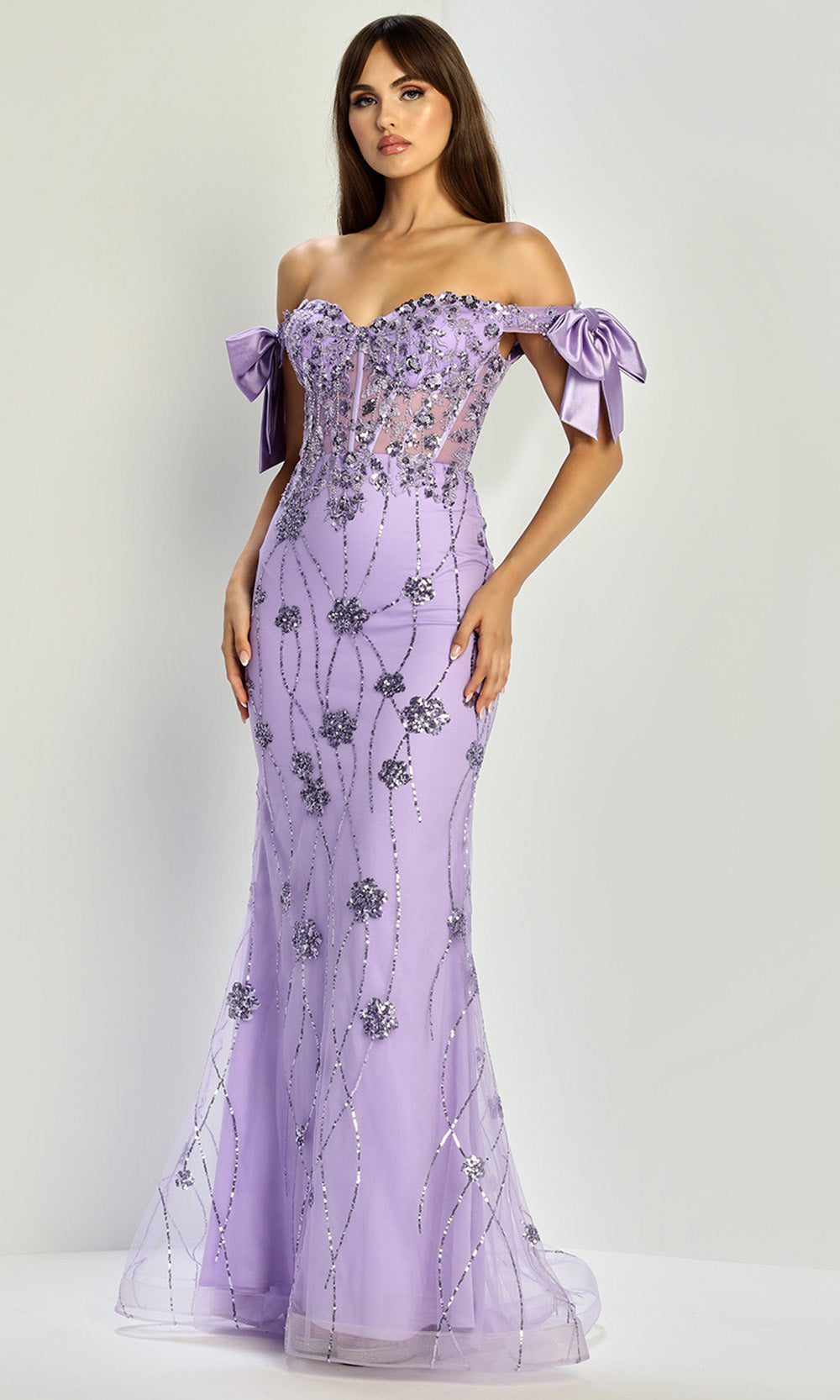 Adora Design 3307 - V-Back Mermaid Shimmering Long Gown