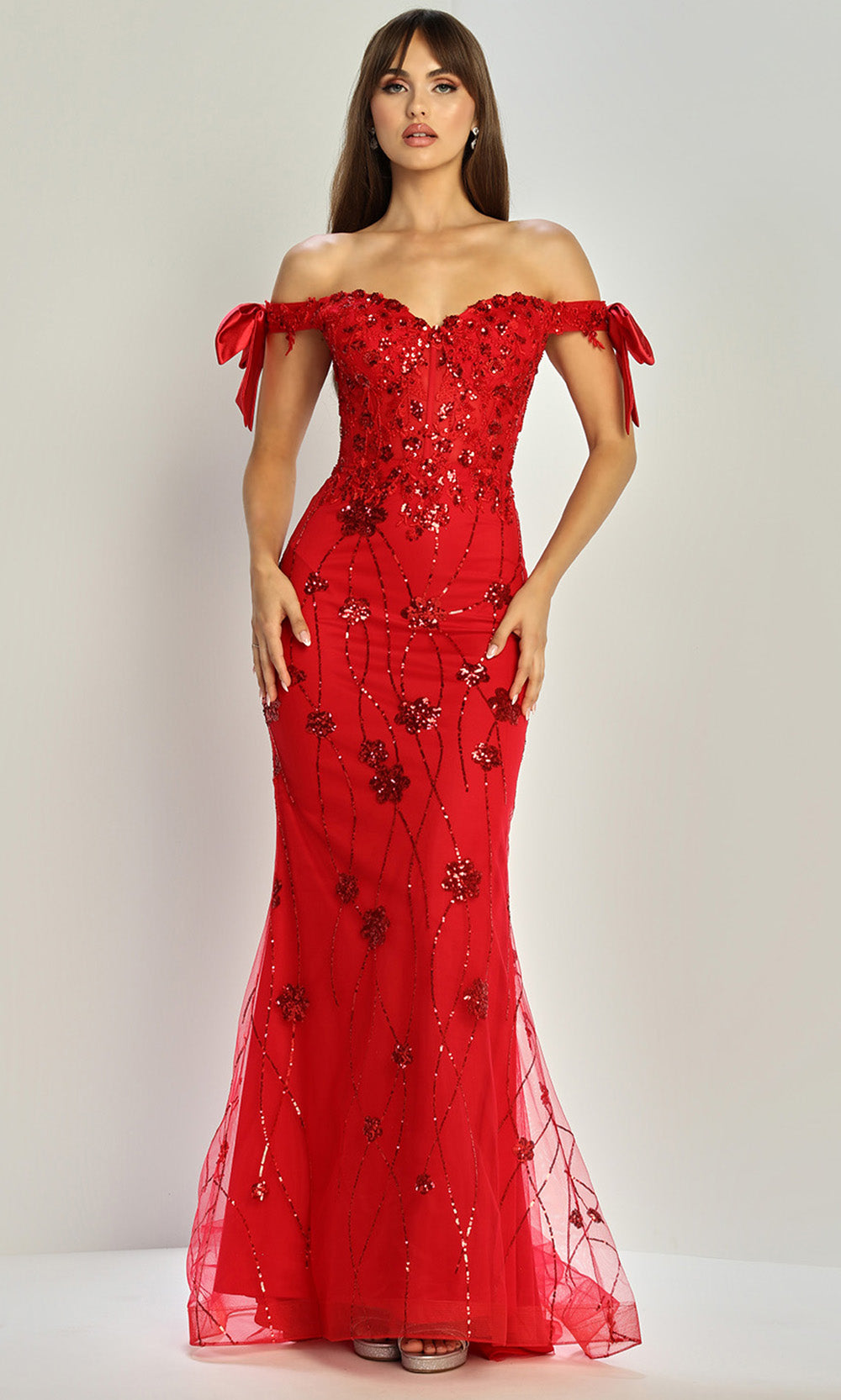 Adora Design 3307 - V-Back Mermaid Shimmering Long Gown