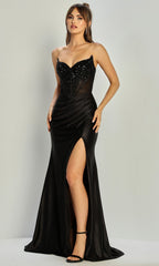 Adora Design 3309 - Lace-Up Back Fitted Embellished Gown