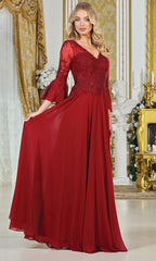Adora Design 3317-03 - V-Neckline Bell Sleeve A-Line Gown