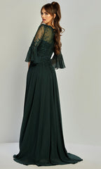 Adora Design 3317-03 - V-Neckline Bell Sleeve A-Line Gown