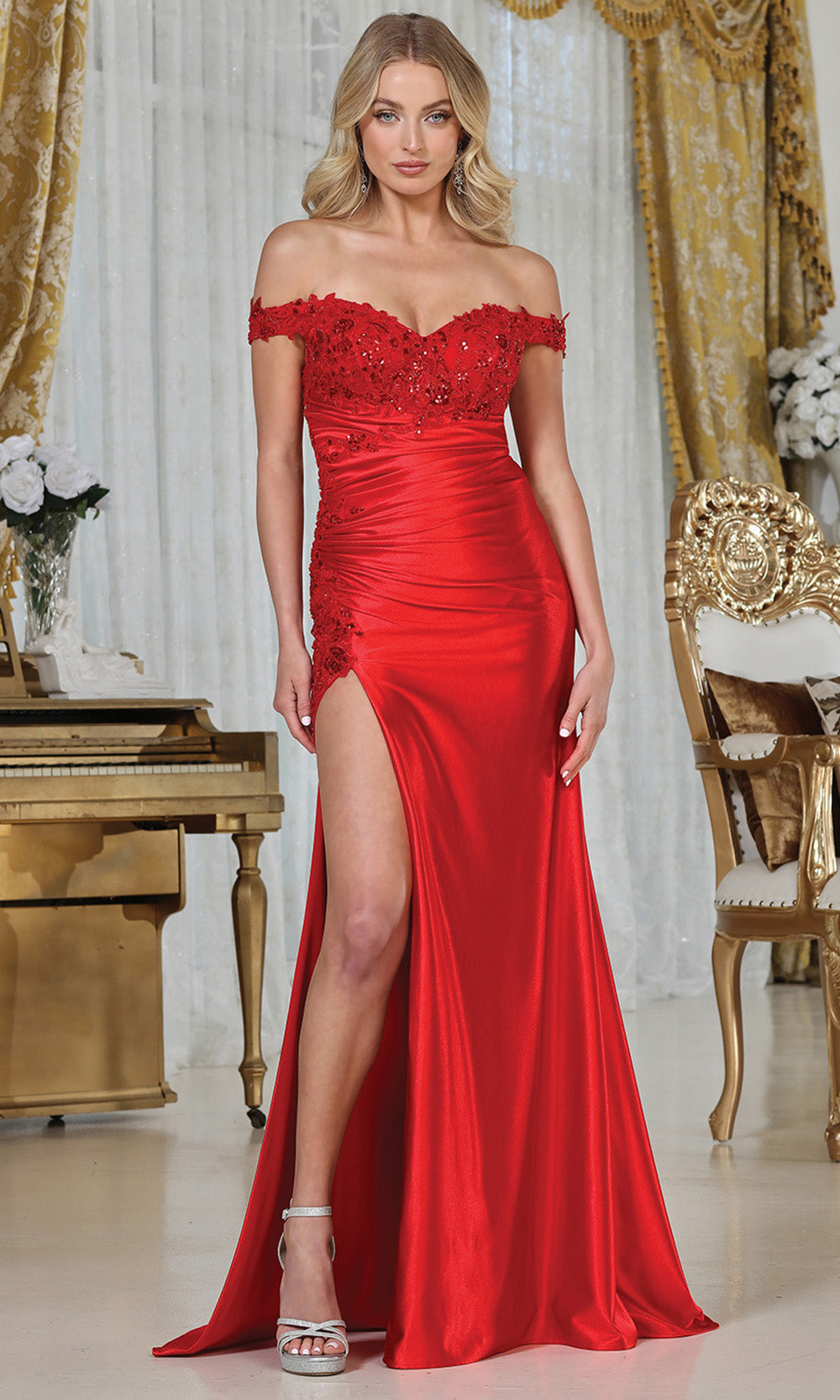 Adora Design 3320 - Beaded Applique Sheath Evening Gown