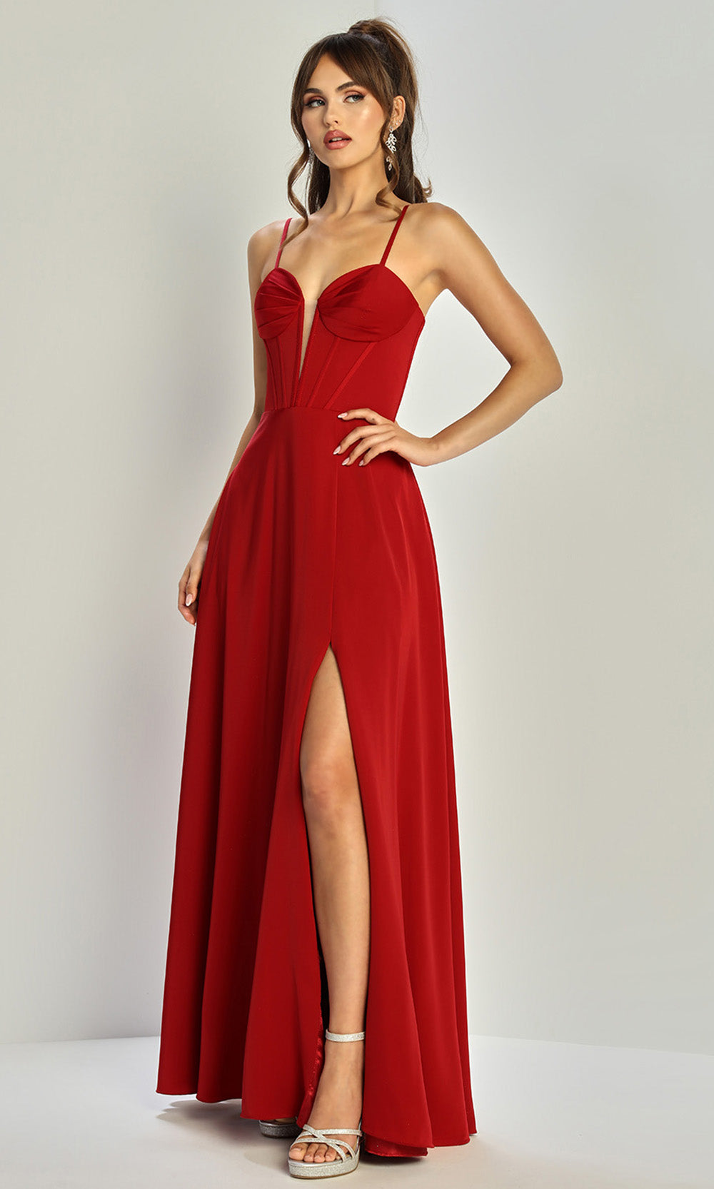 Adora Design 3323 - Lace-Up Back Sleeveless Gown with Slit