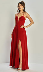Adora Design 3323 - Lace-Up Back Sleeveless Gown with Slit