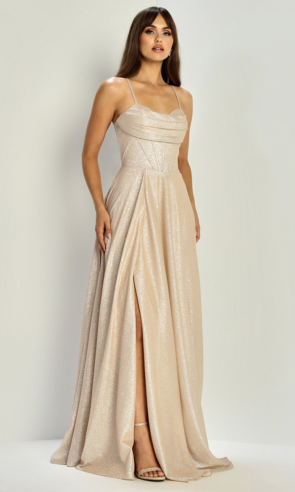 Adora Design 3324 - Cowl Neck High Slit Formal Gown