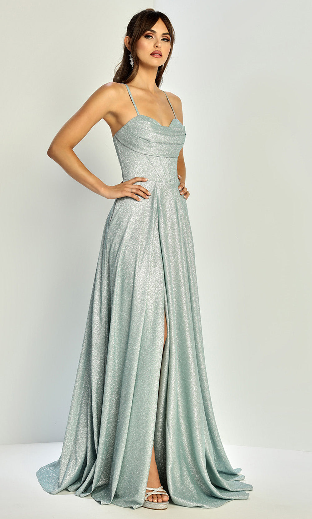 Adora Design 3324 - Cowl Neck High Slit Formal Gown