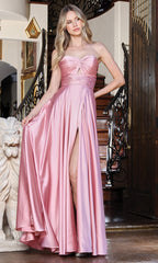 Adora Design 3325 - Strapless Front Slit Evening Gown