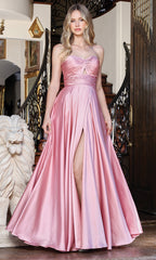 Adora Design 3325 - Strapless Front Slit Evening Gown