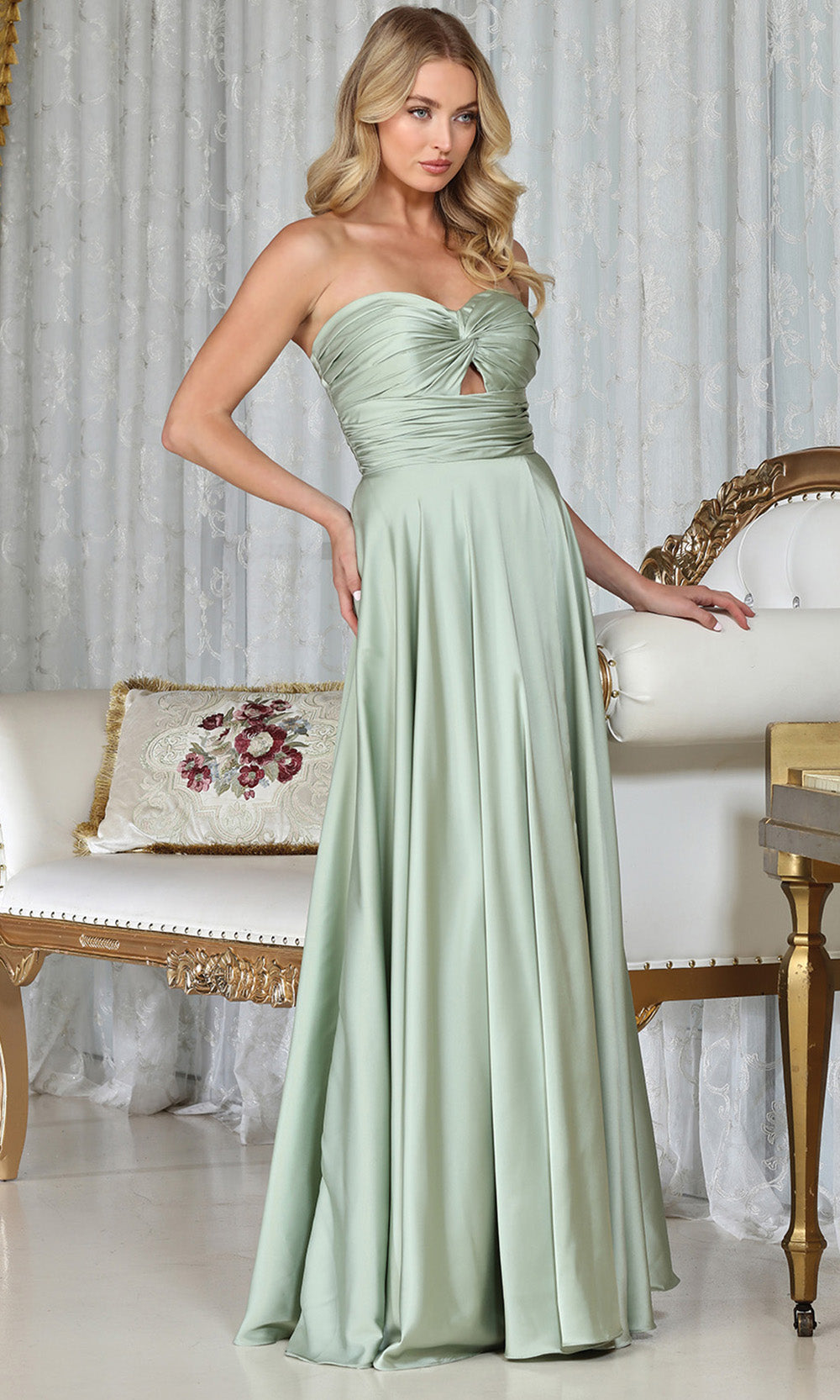 Adora Design 3325 - Strapless Front Slit Evening Gown